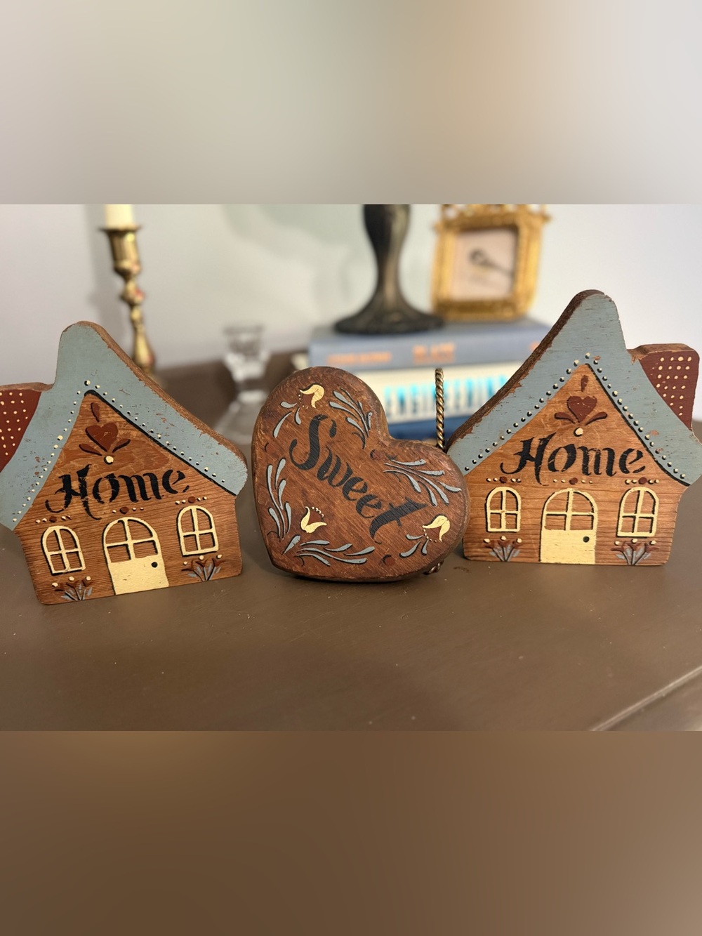 Vintage Folk Art Home Sweet Home Hand Painted   Cottage Core Home